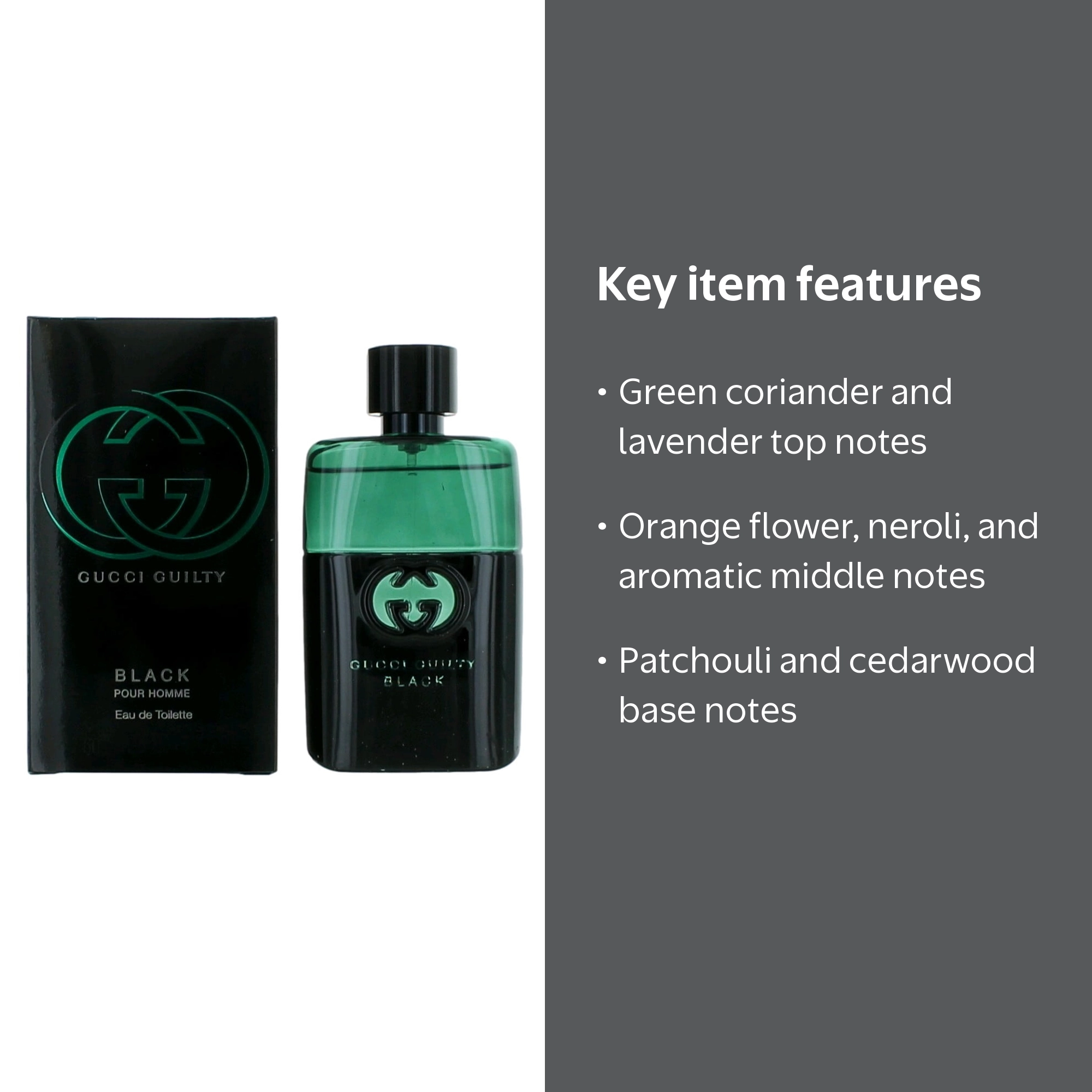 Gucci Guilty Black Eau de Toilette Spray, Masculine Cologne for