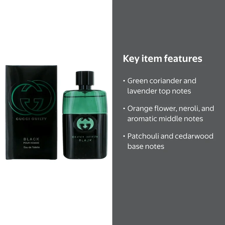 Gucci Guilty Black Eau de Toilette Spray, Masculine Cologne for