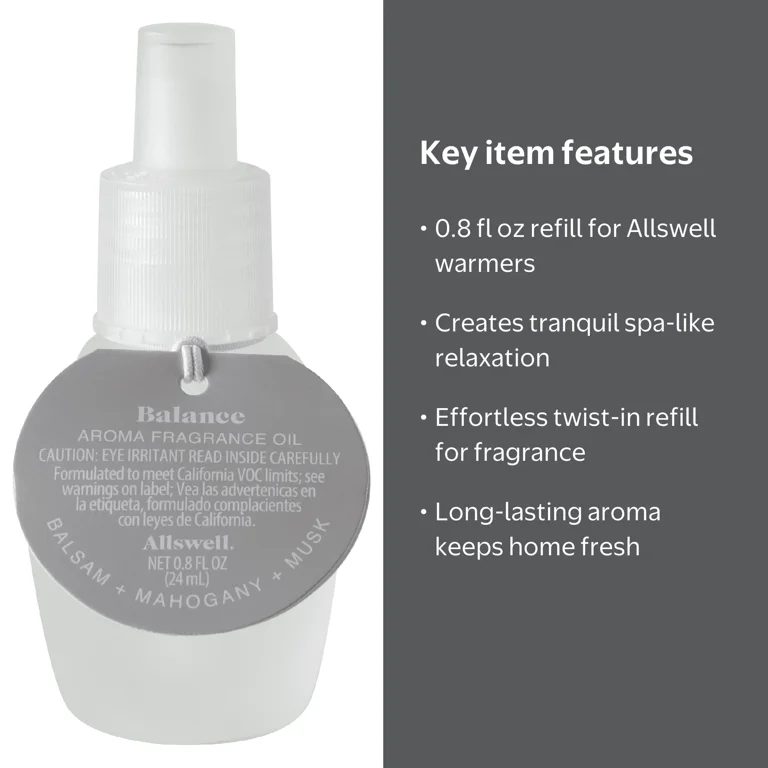 Allswell Aroma Accent Fragrance Oil Refill, Balance ,0.8 fl oz