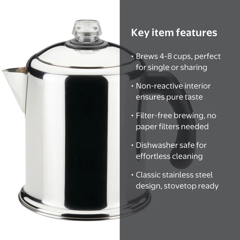 Farberware, 8 Cup Classic Stainless Steel Yosemite Coffee