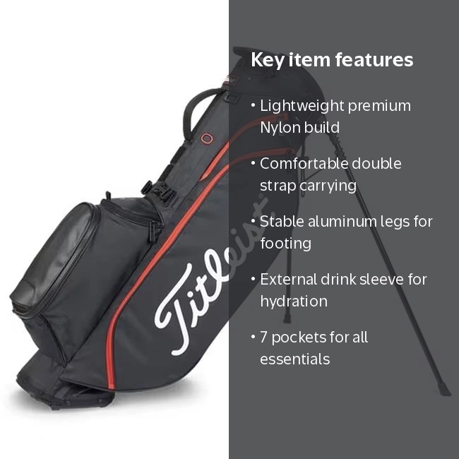 Titleist 90583 Players 4 2024 Golf Stand Bag - Black & Red