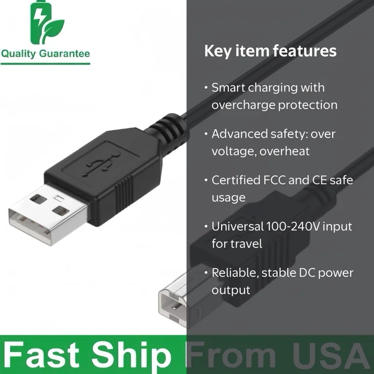 USB Printer Cable Cord Compatible with EPSON ECOTANK ET-2400 ET