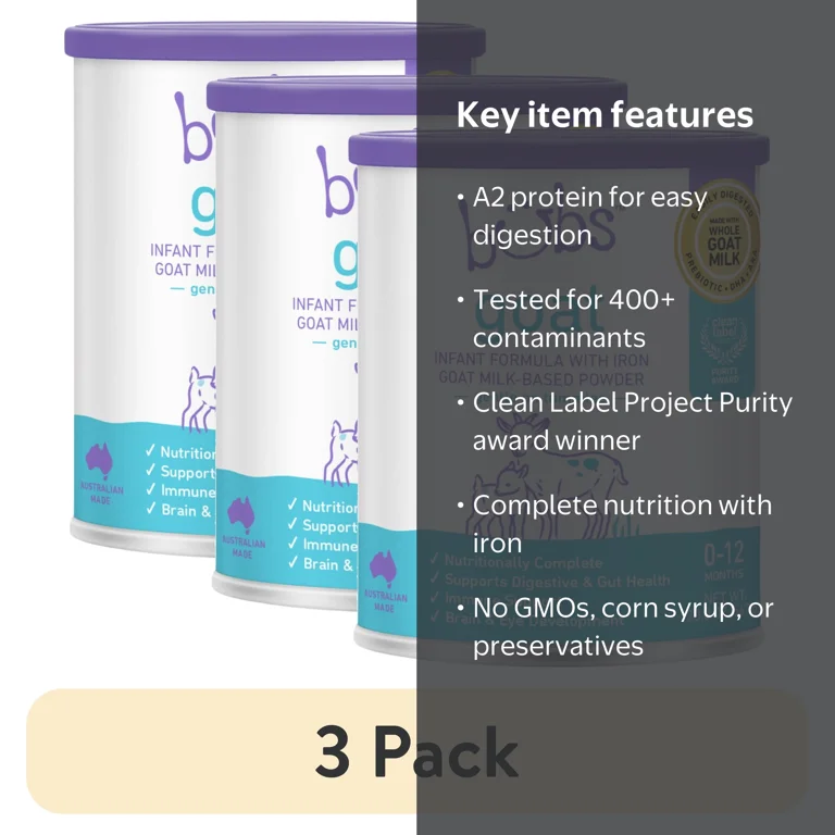 3 pack) Bubs Easy Digest Goat Milk Infant Formula Powder (Babies 0