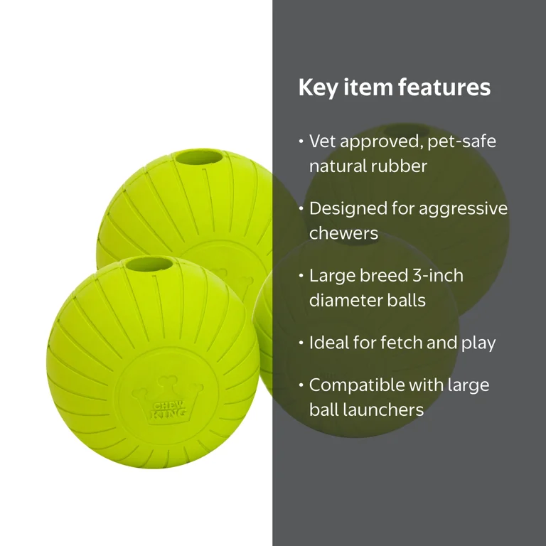 Chew King By Mammoth , 3 Inch Supreme Rubber Dog Balls (4-Pack