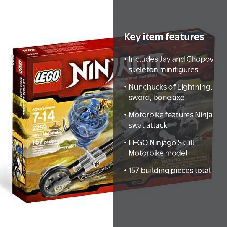 LEGO Ninjago Skull Motorbike 2259, Jay & Chopov Minifigures