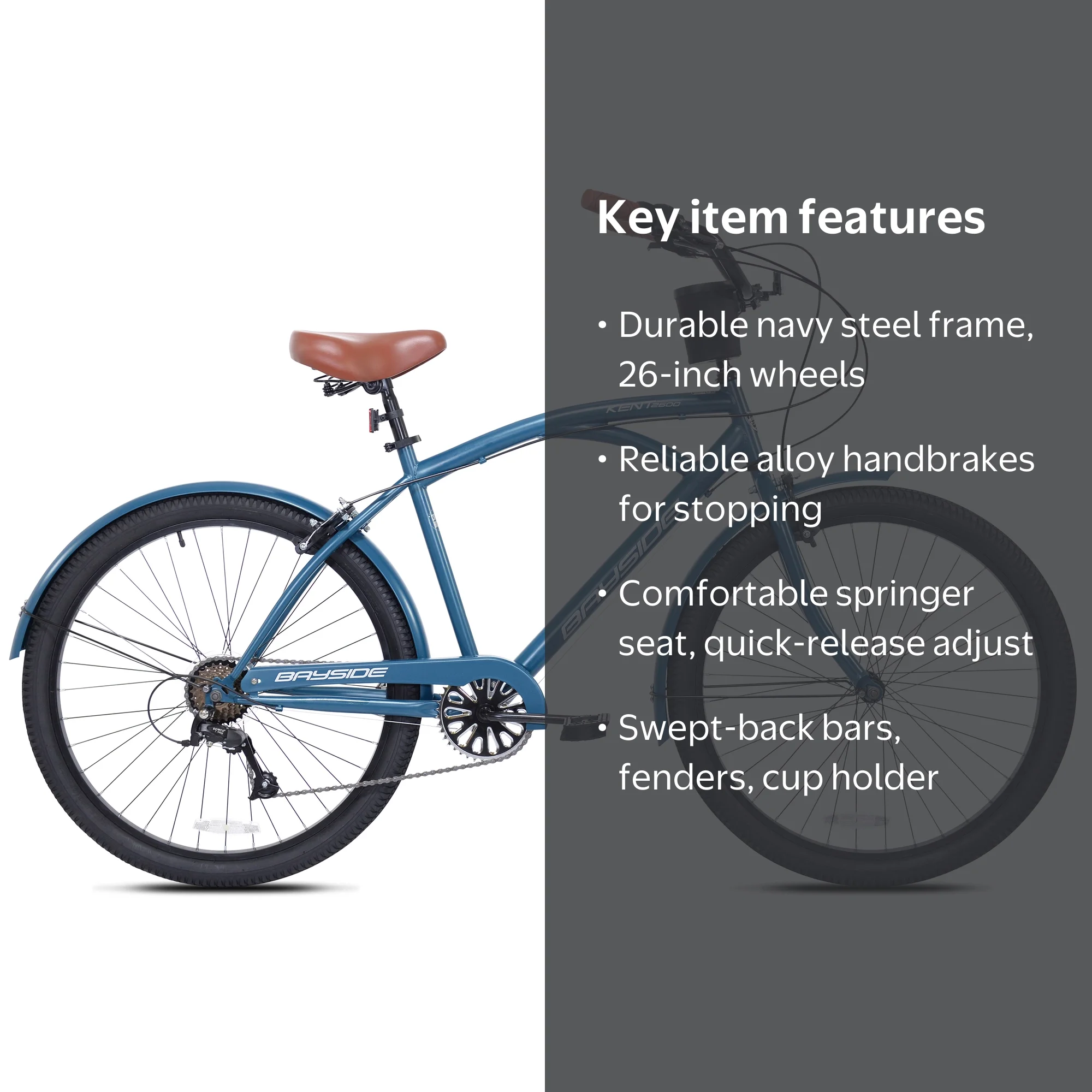 Kent Bicycle 26-inch Bayside Men's Cruiser Bicycle, Blue - Walmart.com