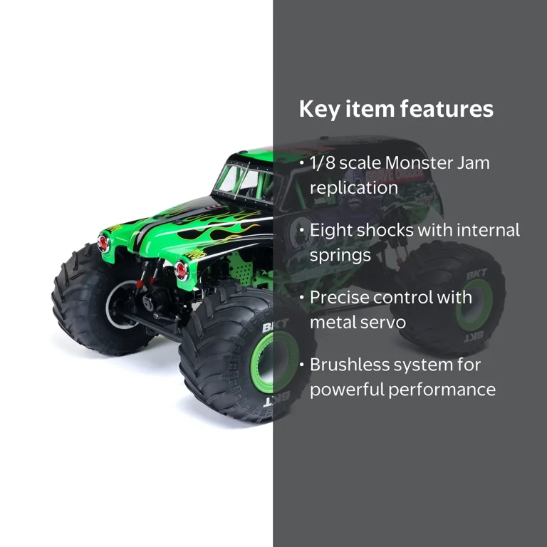 Losi, 4WD Solid Axle Monster Truck, Grave Digger LOS04028T1, RTR