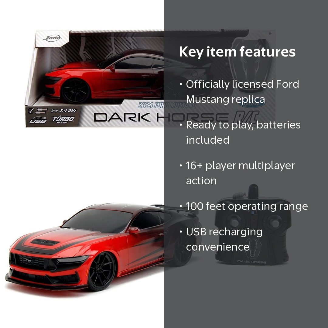 Big Time Muscle 2024 Ford Mustang Dark Horse RC, 1:16 Scale, Radio
