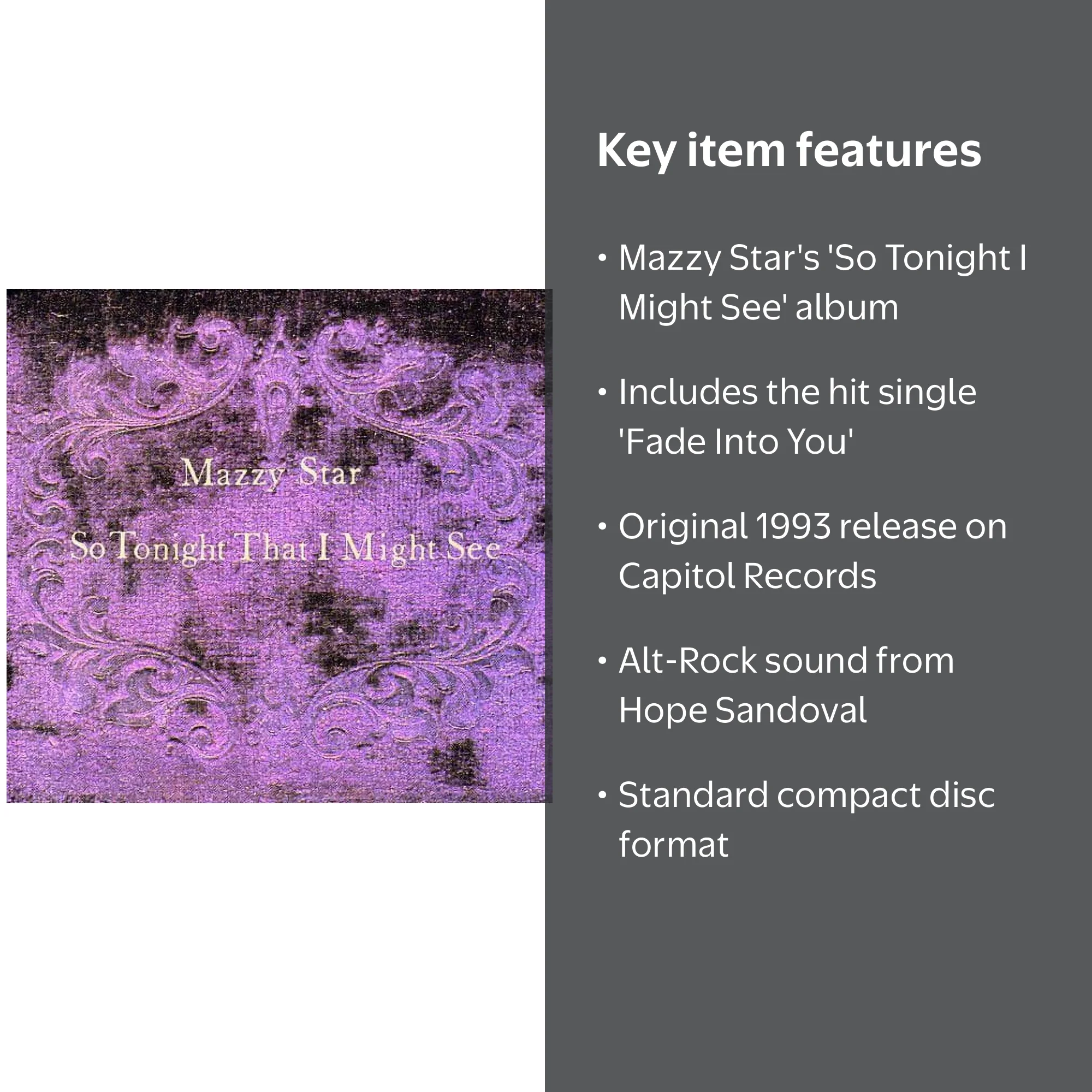Mazzy Star - So Tonight That I Might See - CD, 1993 Album