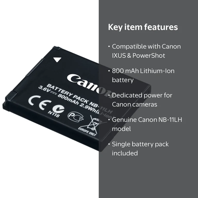 Canon Nb-11lh Li-ion Battery 800mAh for IXUS 17X, 18X, 190 + more