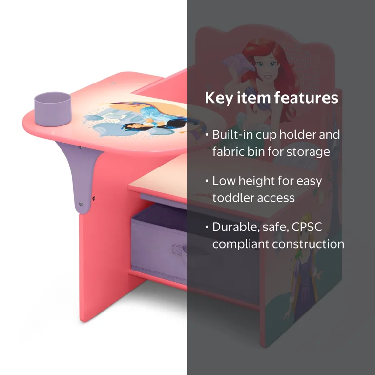 Disney Princess Chair Desk with Storage Bin - Ideal for Arts