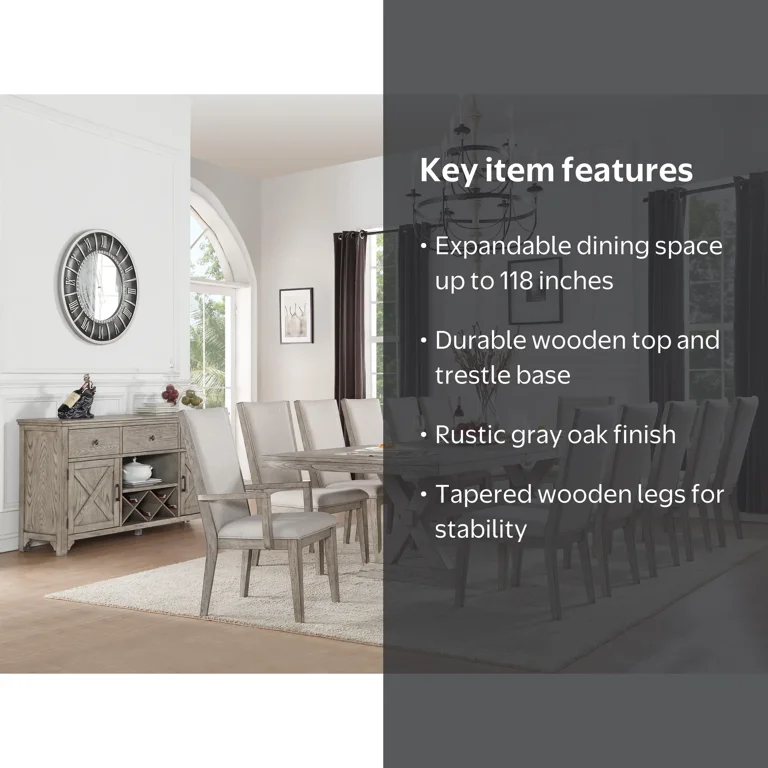 Acme Furniture Rocky Dining Table, Gray Oak. (Chairs Separately