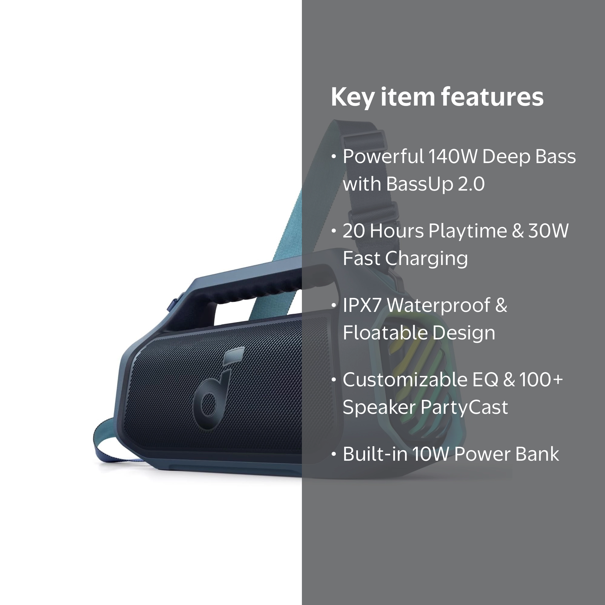 Soundcore Boom 2 Plus By Anker, Outdoor Speaker, 140W, 2+2 Channel