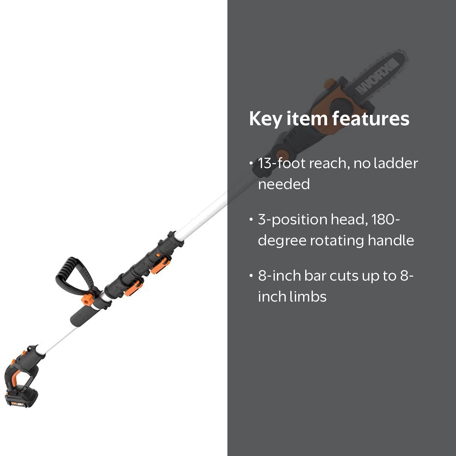 WORX, Pole Saw, 8 inch, 2-in-1 Cordless Auto Tension - Walmart.com