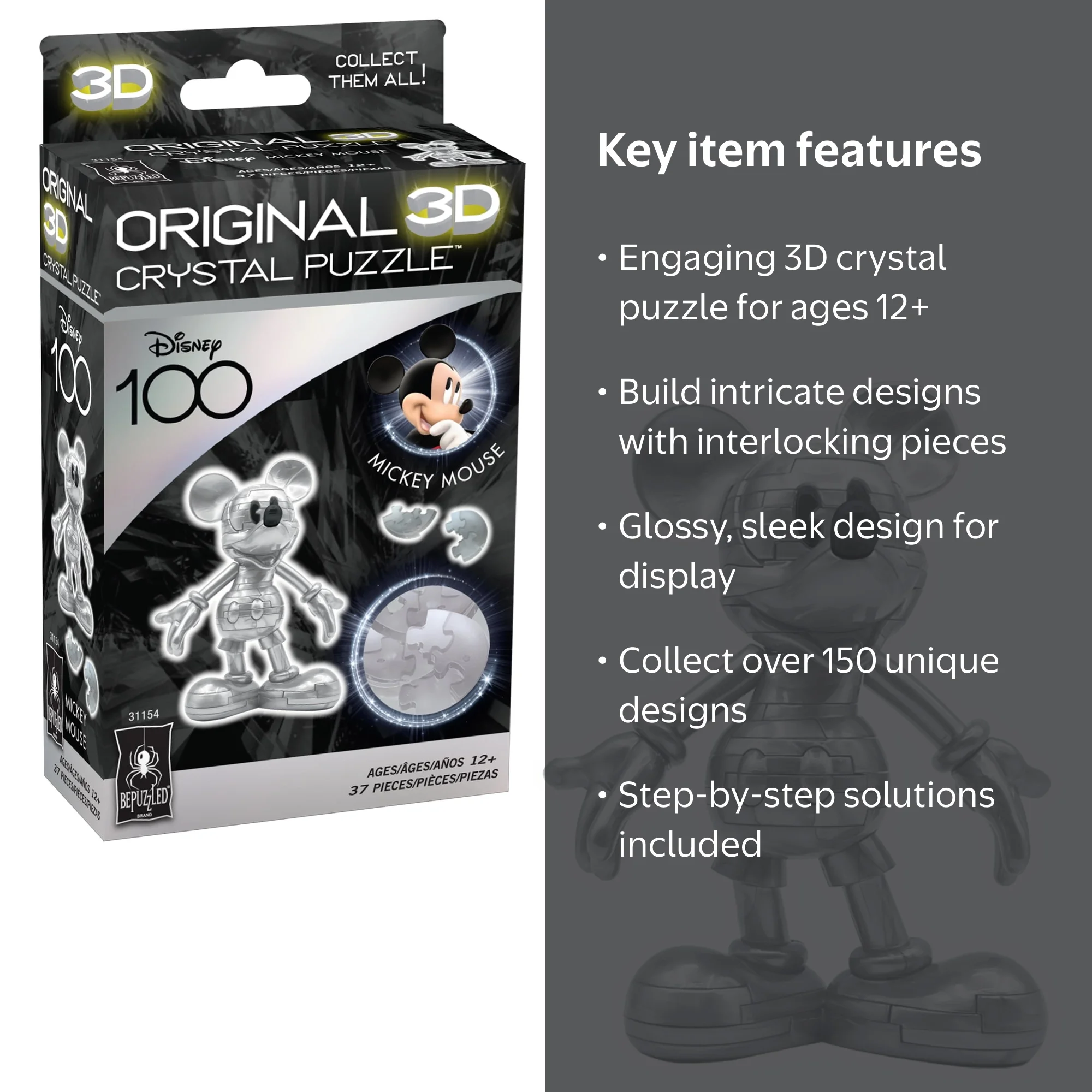 BePuzzled Disney Mickey Mouse 3D Crystal Puzzle - Walmart.com
