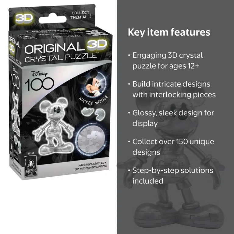 BePuzzled Disney Mickey Mouse 3D Crystal Puzzle - Walmart.com