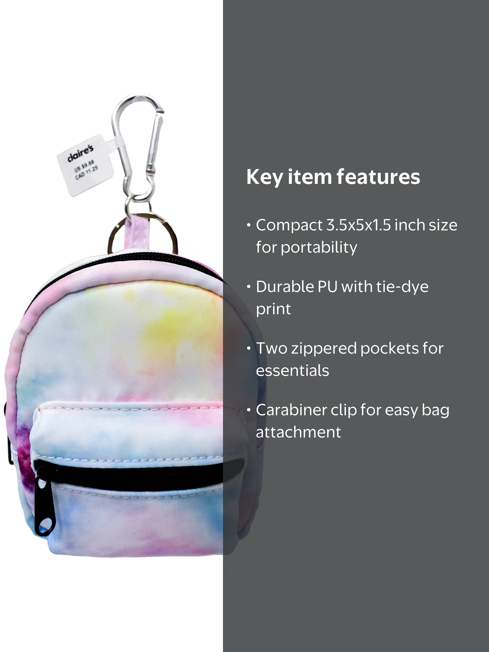 cute mini tie dye backpacks GzLeyigou Swirl Small Backpack Rainbow Name Tag Backpack with Multiple Pocket Waterproof Casual Book Bags Daypack with Chest Strap Dye When you only need to take the bare essentials with you Claire's Girls Rainbow Tie Dye