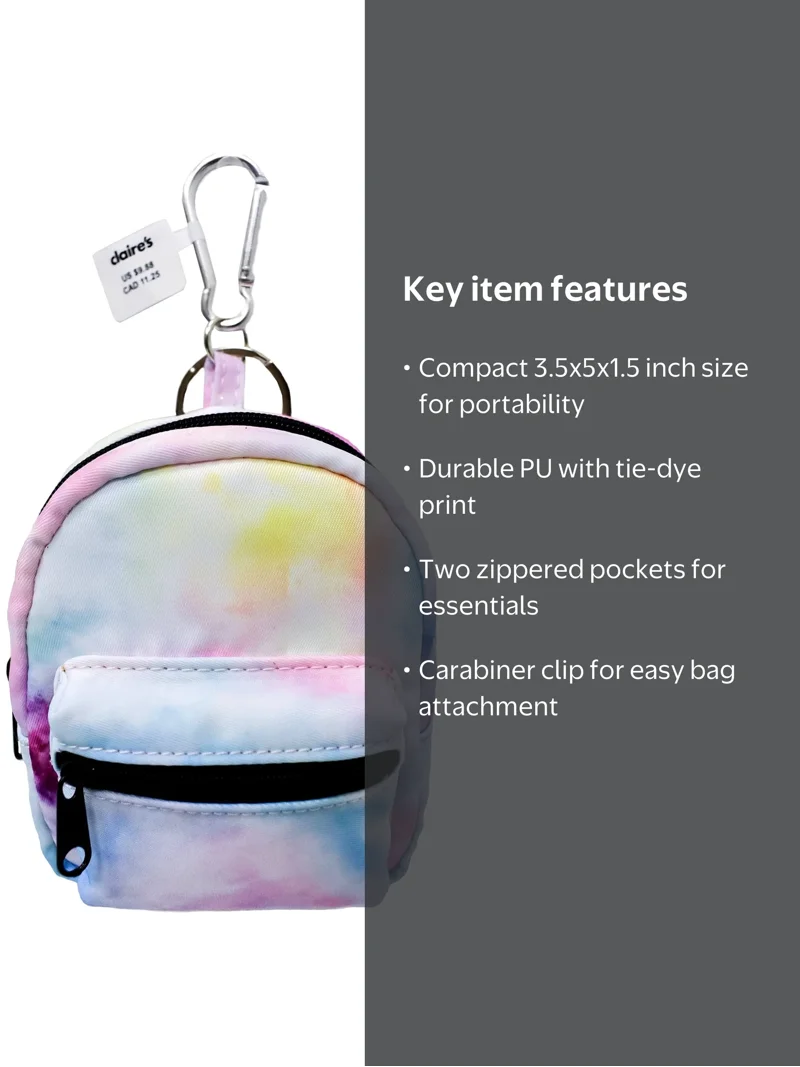 cute mini tie dye backpacks Backpack with Glitter Varsity Patch Letters fun and ready for the school day Justice Tie Dye Backpack For