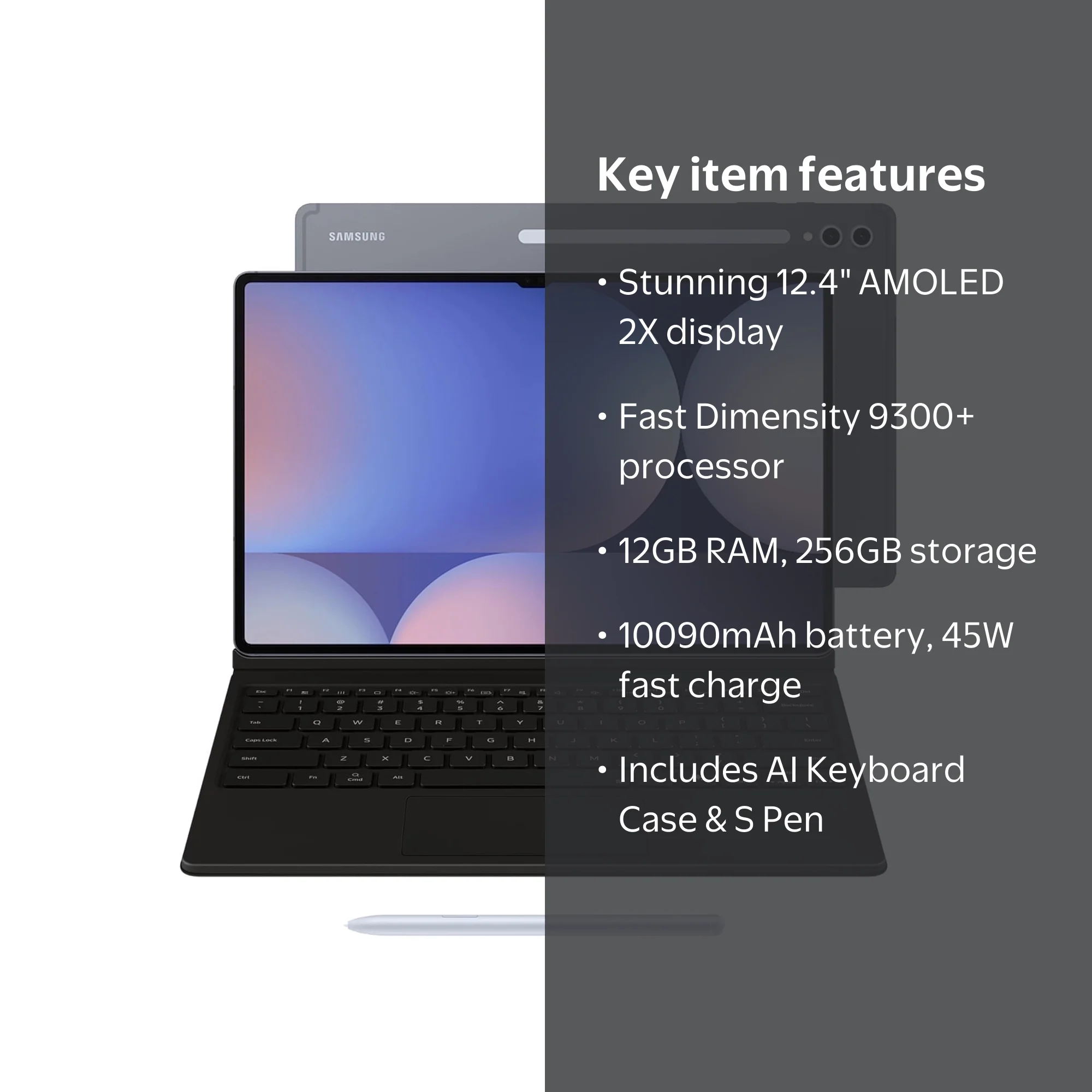 Samsung Galaxy Tab S10+ Wi-Fi Tablet Only, with AI Keyboard Case