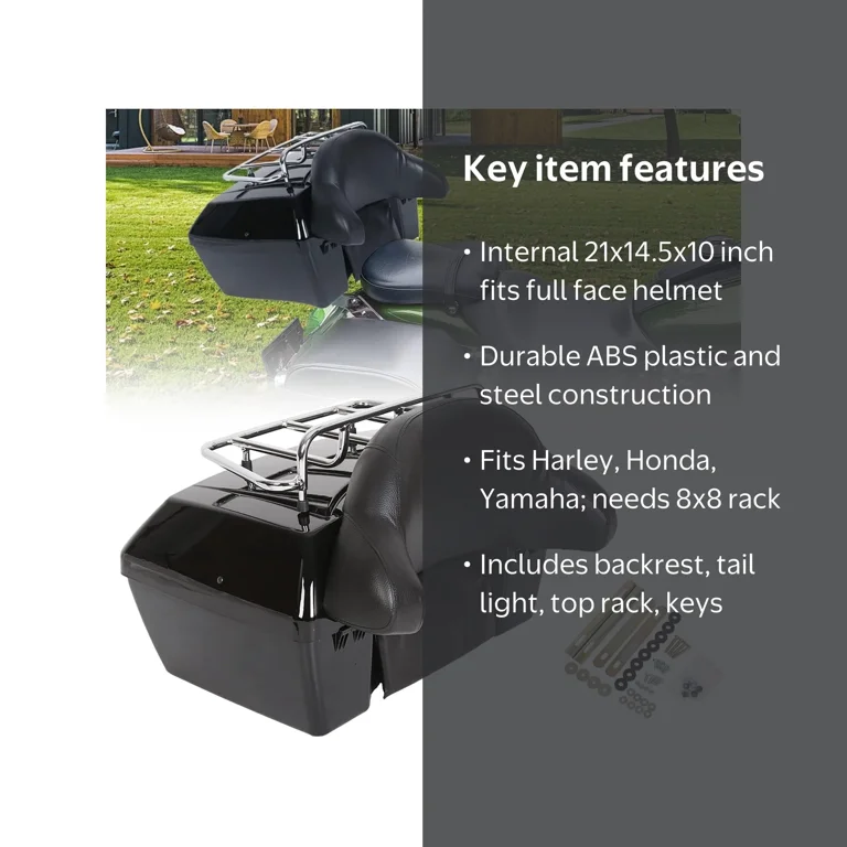 Kojem Motorcycle Trunk Tour Pack Luggage Universal for Harley