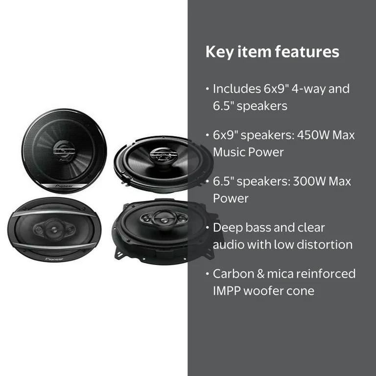 2 Pair Pioneer TS-A6960F 450W 6