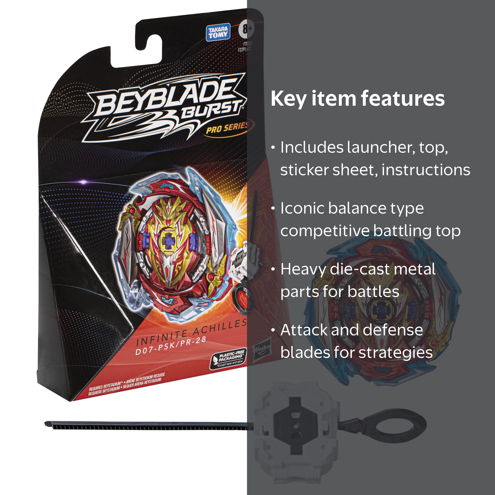 Beyblade Burst Pro Series Infinite Achilles Spin Top: Launcher