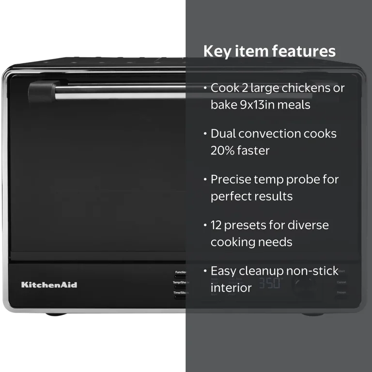 KitchenAid, Dual Convection Countertop Oven, .99Cu, Black Matte