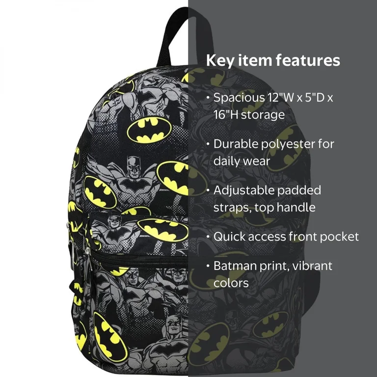 batman backpack jansport The vs Joker Batpack It is constructed from Black polyester for durability with one large main compartment and a front utility pocket with organizer for plenty of storage options G618 Batman 3-piece Backpack Set