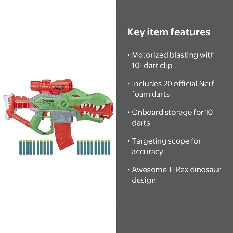 Nerf, Dart Blaster, Rex Rampage, Motorized Electronic with 20