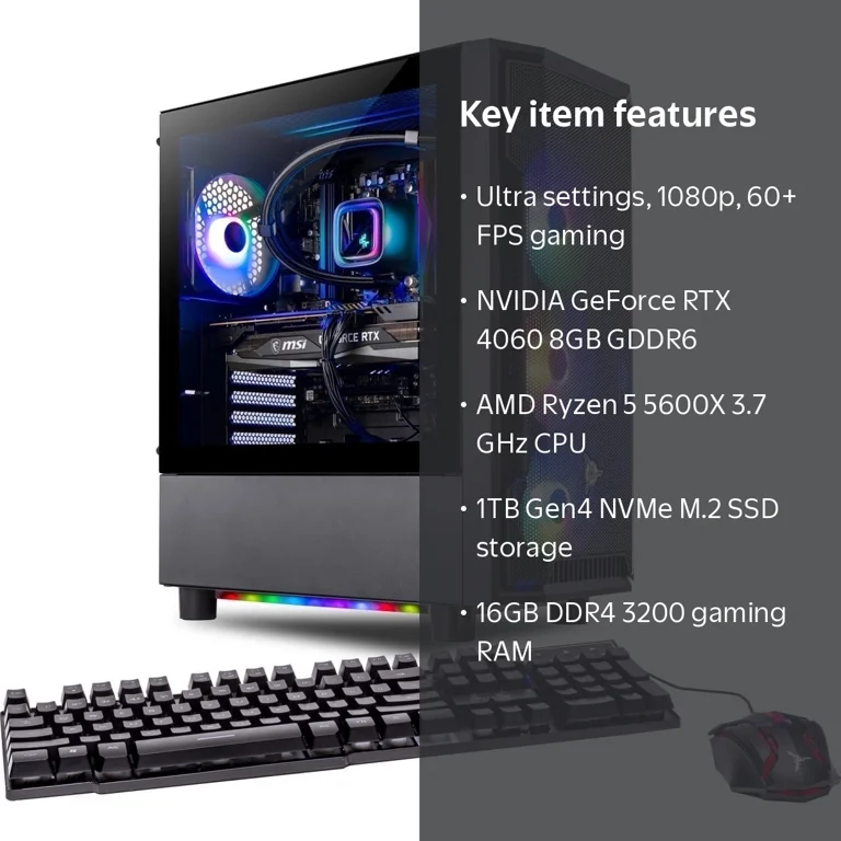 Skytech Shadow Gaming PC Desktop AMD Ryzen 5 5600X NVIDIA GeForce