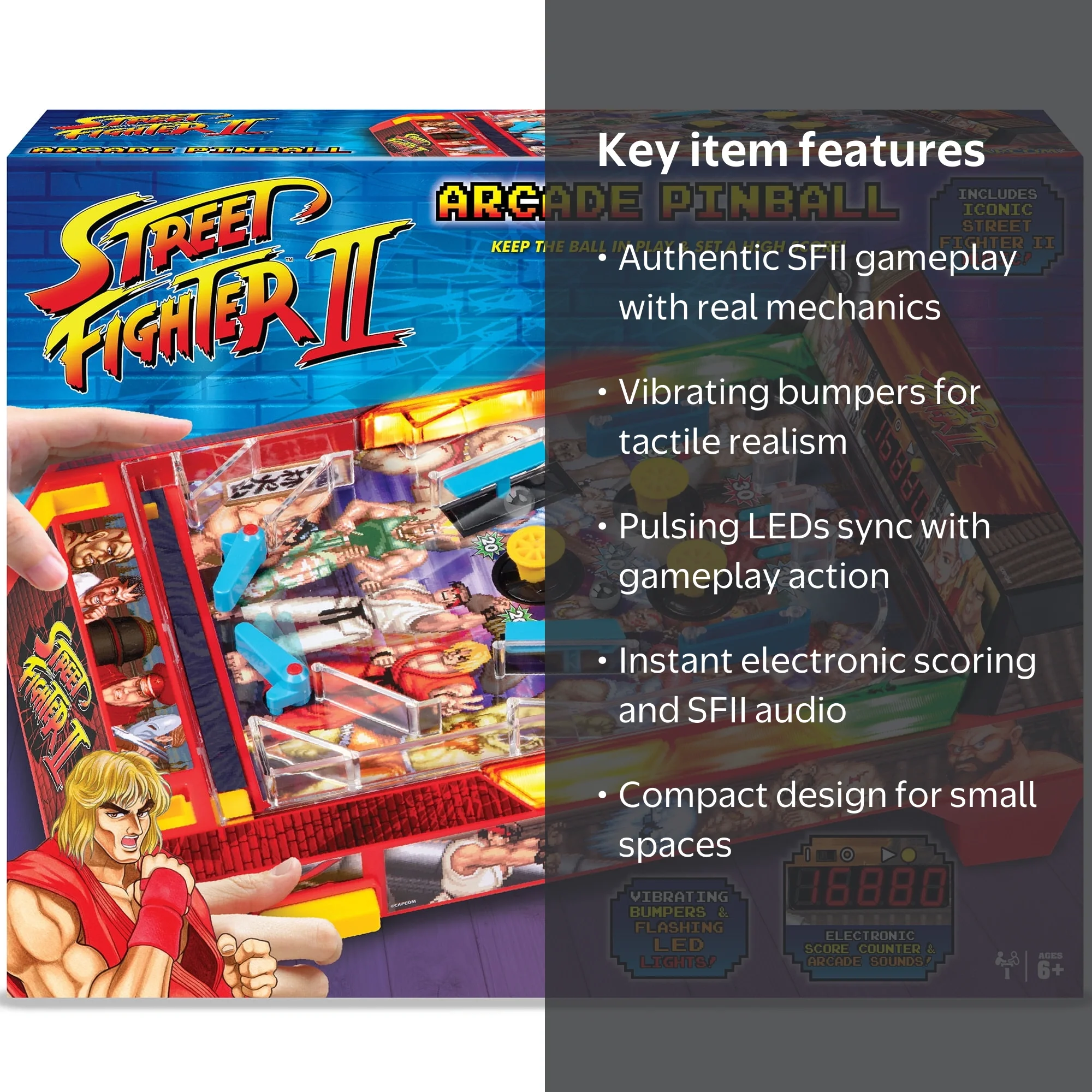 50s ブリキ SPACE TARGET ブリキボードゲーム USA製 Street Fighter II: Arcade Pinball, Lights & Sounds, LED Scoreboard