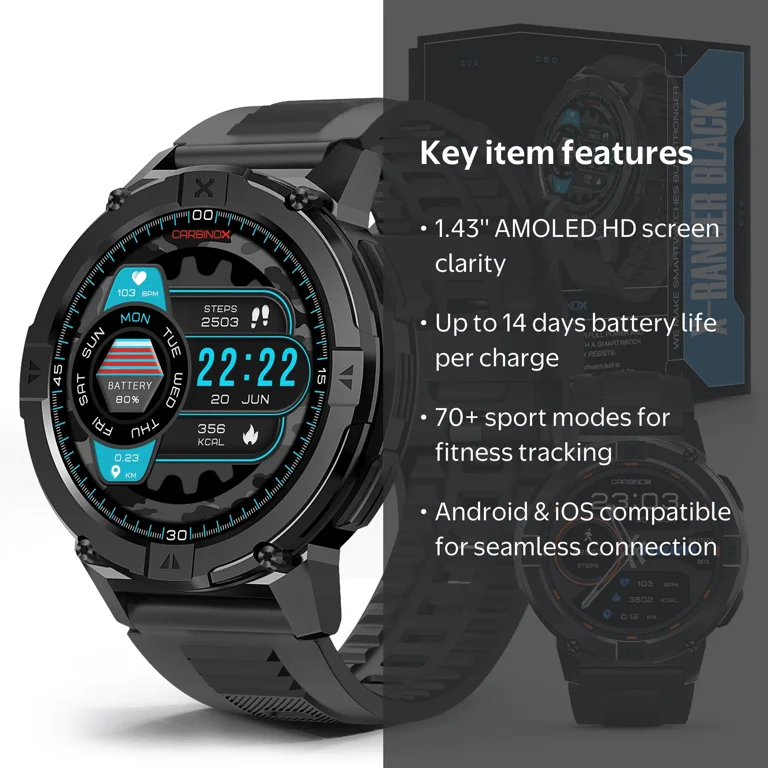 Carbinox X-Ranger Waterproof Smartwatch Fitness Tracker for