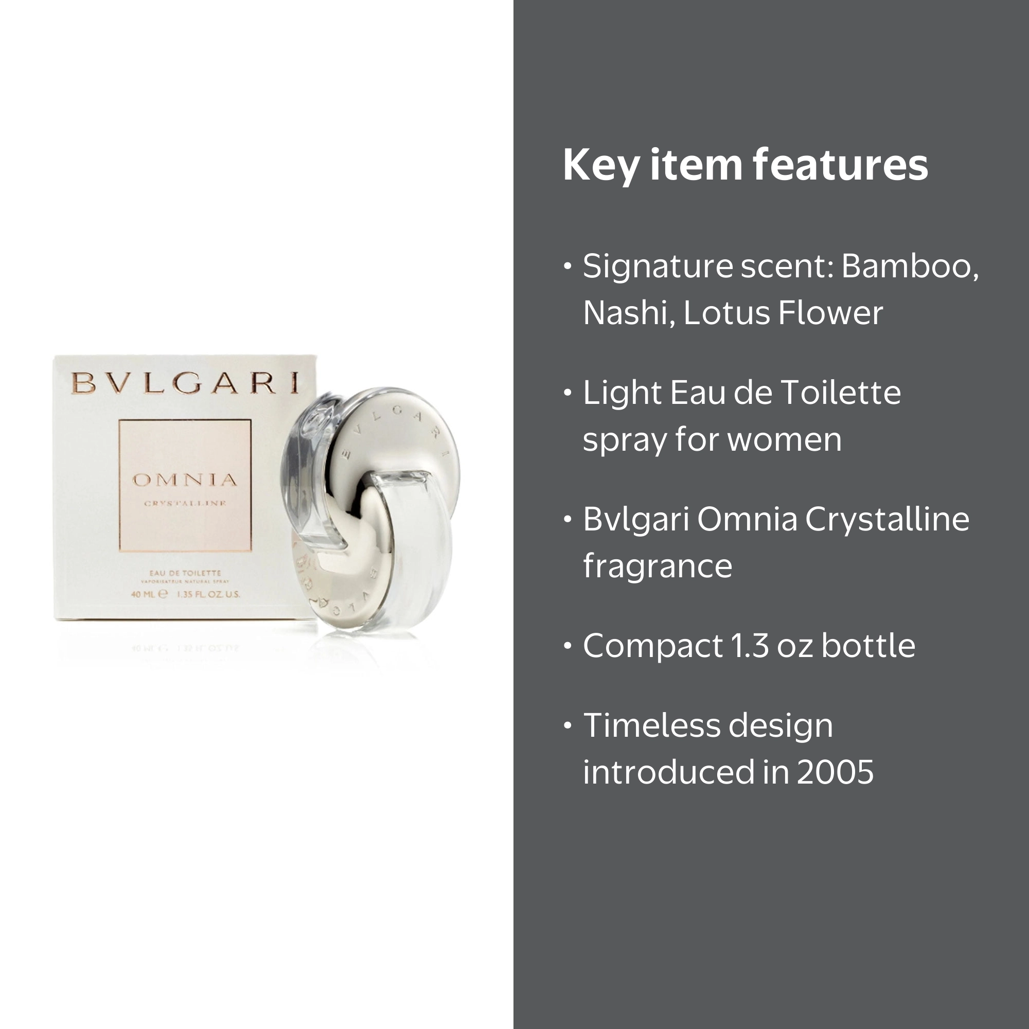 Bvlgari Omnia Crystalline EDT Spray, 1.3 oz, for Women, with