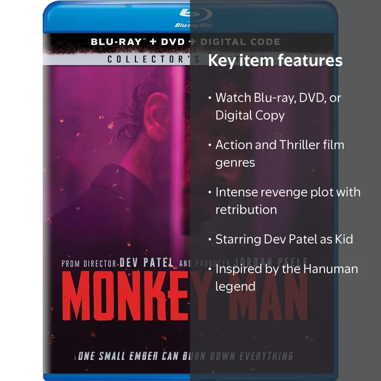 Monkey Man (Blu-ray + DVD + Digital Copy), Universal Studios Monkey Man (Blu-ray + DVD + Digital Copy), Universal Studios