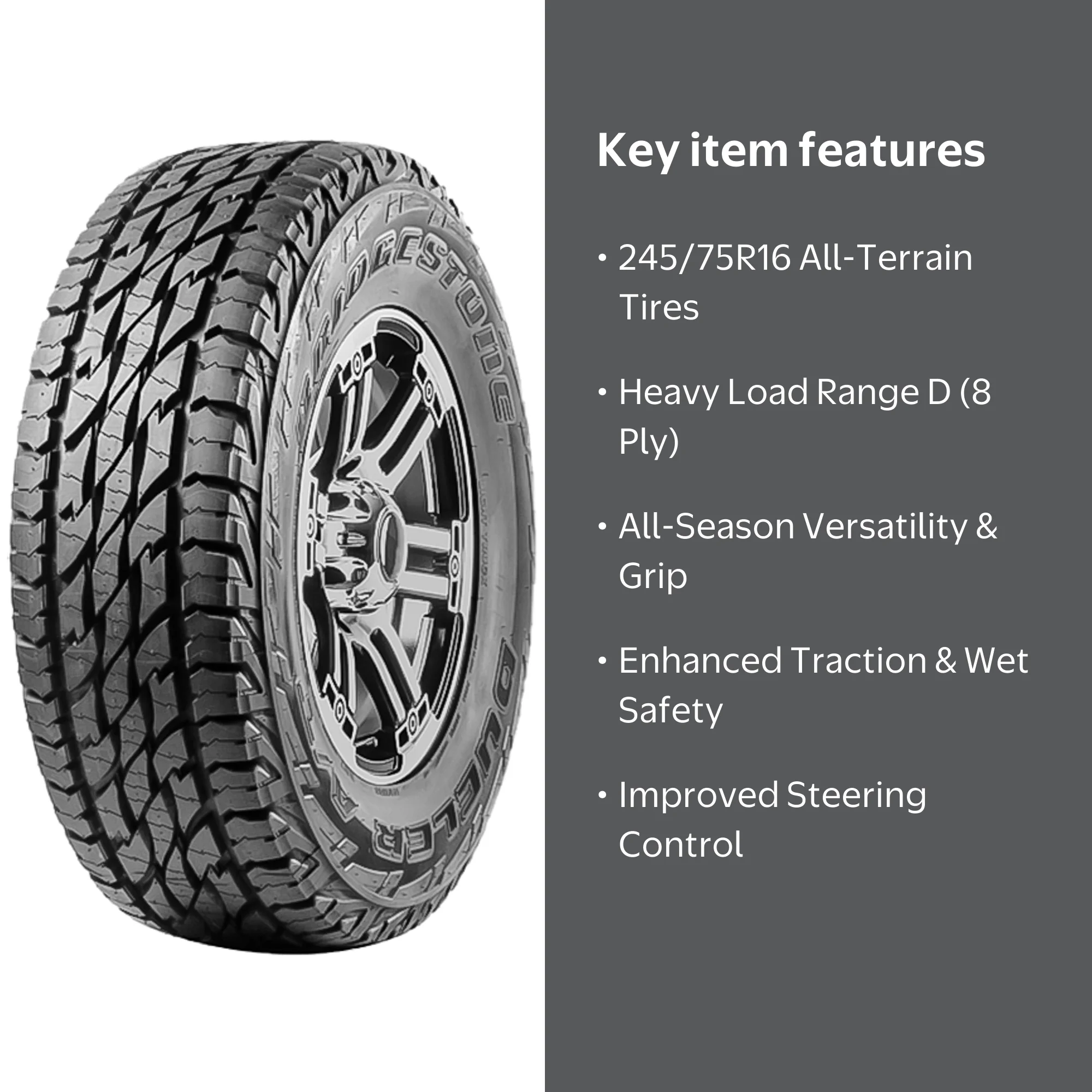 Bridgestone Dueler A/T 697 245/75R16 114/111S D 8 Ply All Terrain