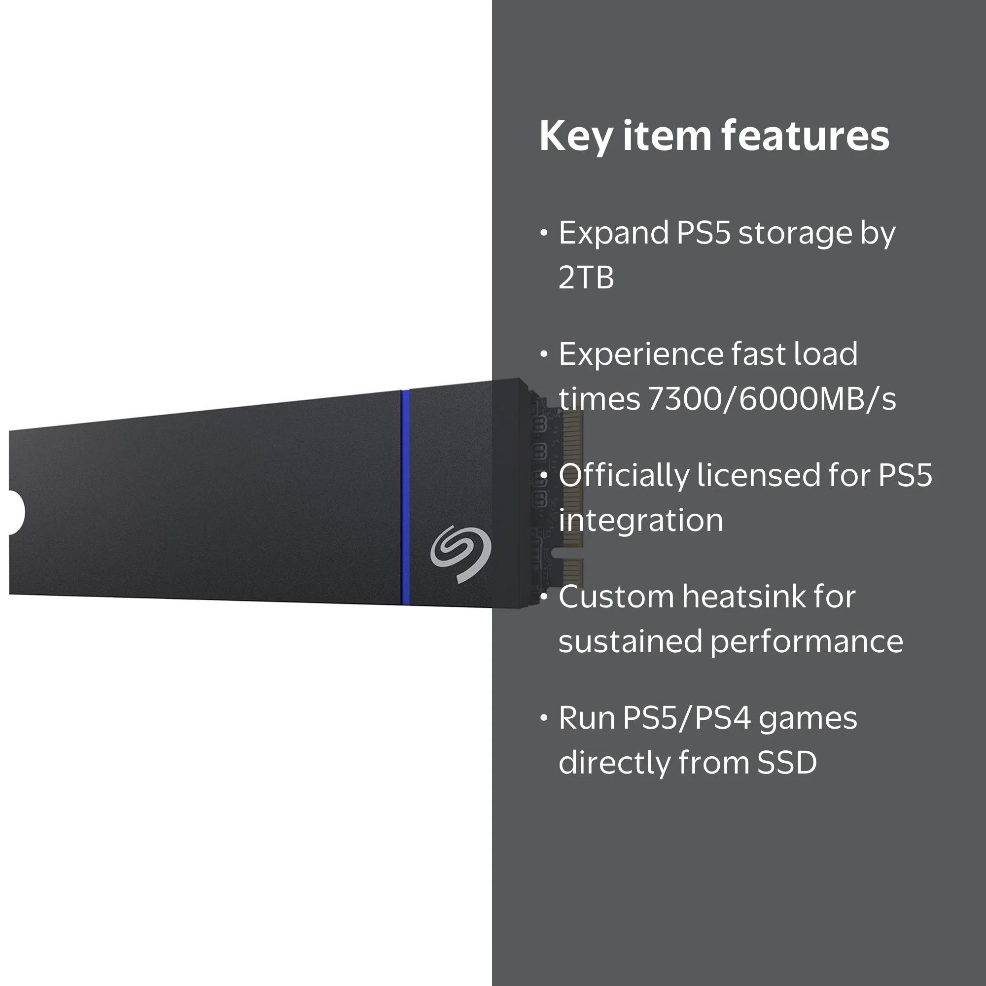 Seagate PS5 2TB Game Drive, Expansion SSD, PCIe Gen4 NVMe, 7300MB