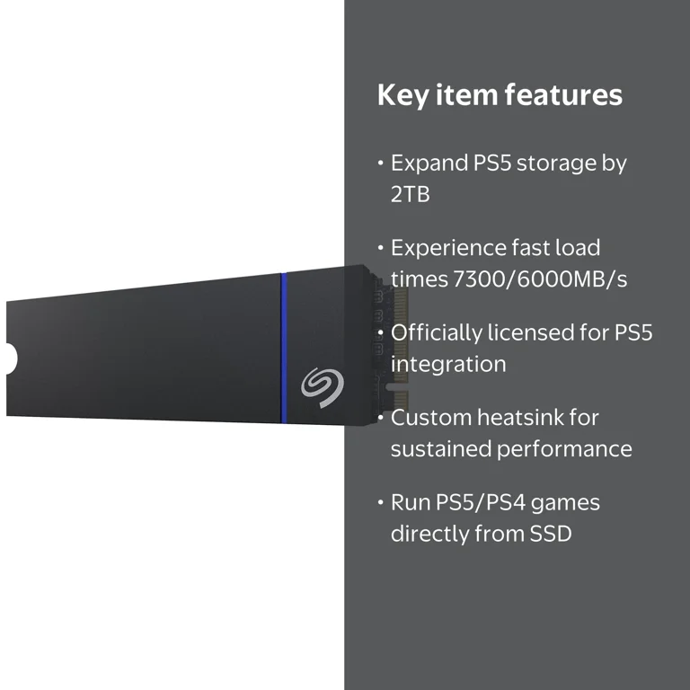 Seagate PS5 2TB Game Drive, Expansion SSD, PCIe Gen4 NVMe, 7300MB