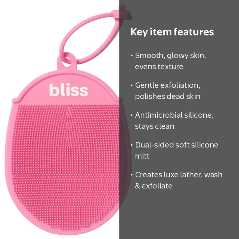 Bliss Dual-Sided Silicone Exfoliating Mitt - Pink for Glowing Skin