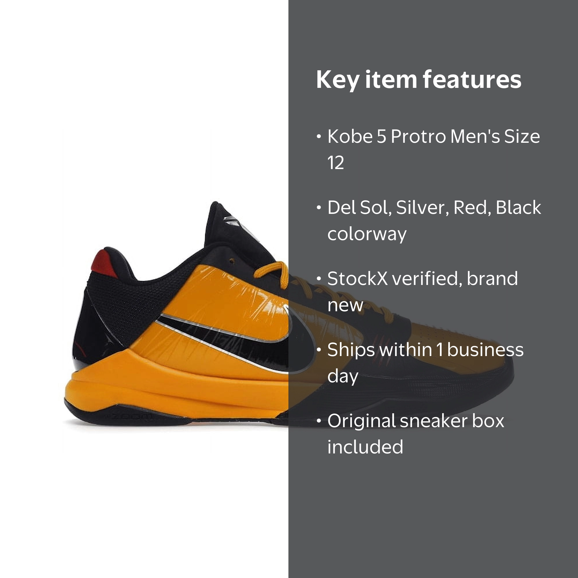 NikeKobe11EliteLowBruceLee26.5cm値引交渉可 Nike Men's Kobe 5 Protro Bruce Lee Basketball Shoes, from StockX