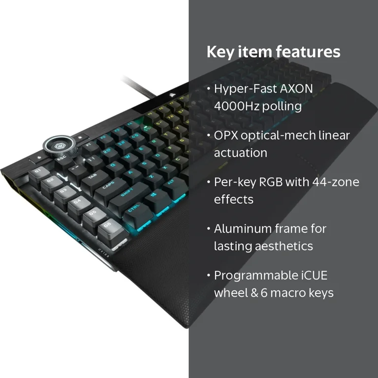 Corsair K100 RGB Optical-Mechanical Gaming Keyboard with LED