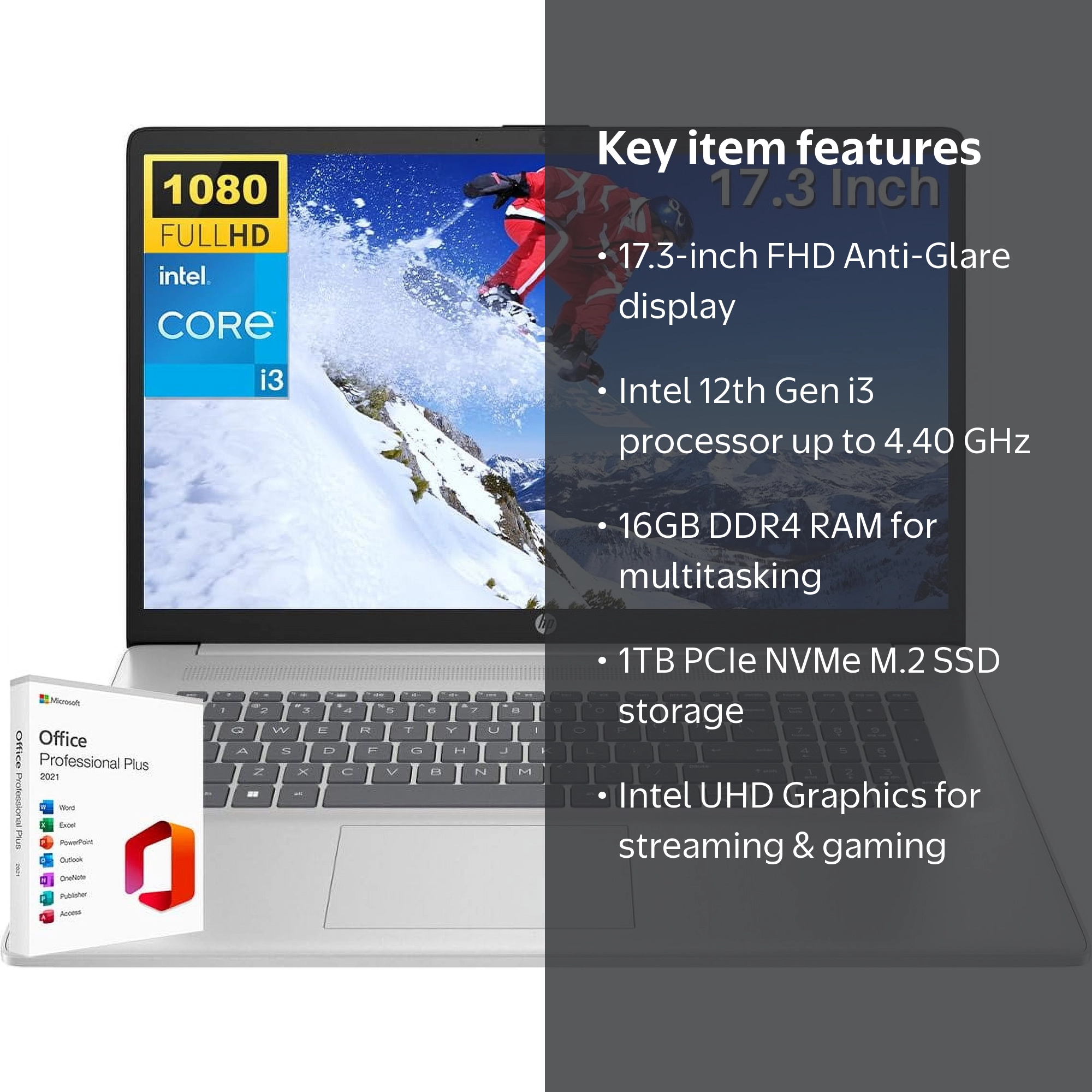 HP 2024 17 Business Laptop with Microsoft Office Lifetime License