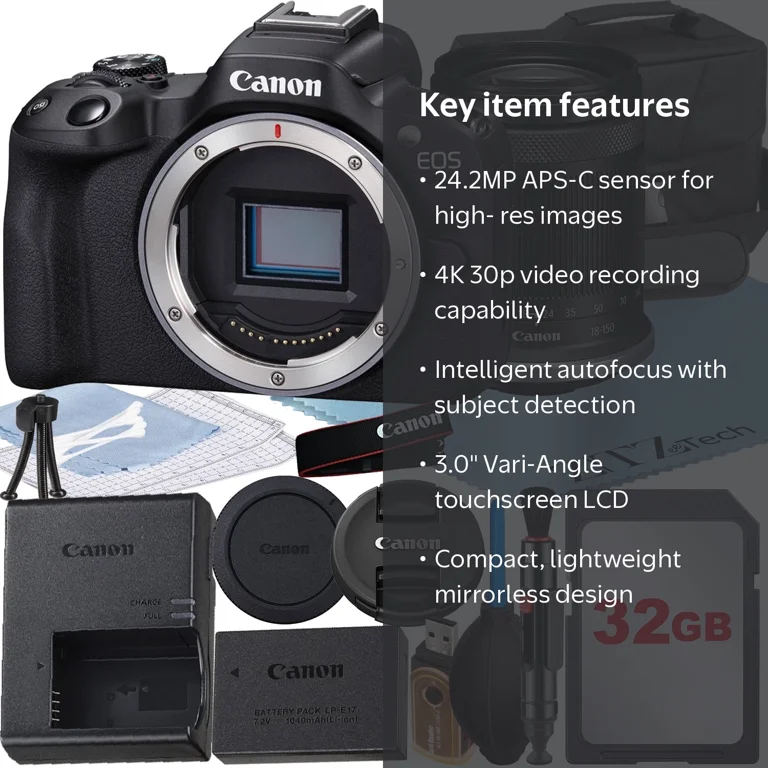 Canon EOS R50 Content Creator Kit: Mirrorless Camera, 18-150mm
