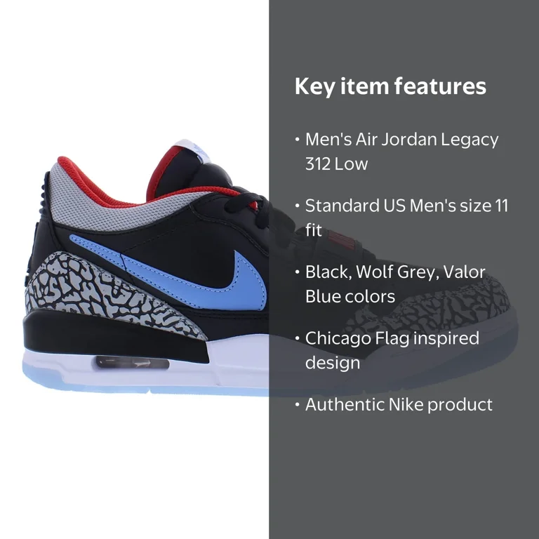 Men's Air Jordan Legacy 312 Low Black/Wolf Grey-Valor Blue (CD7069