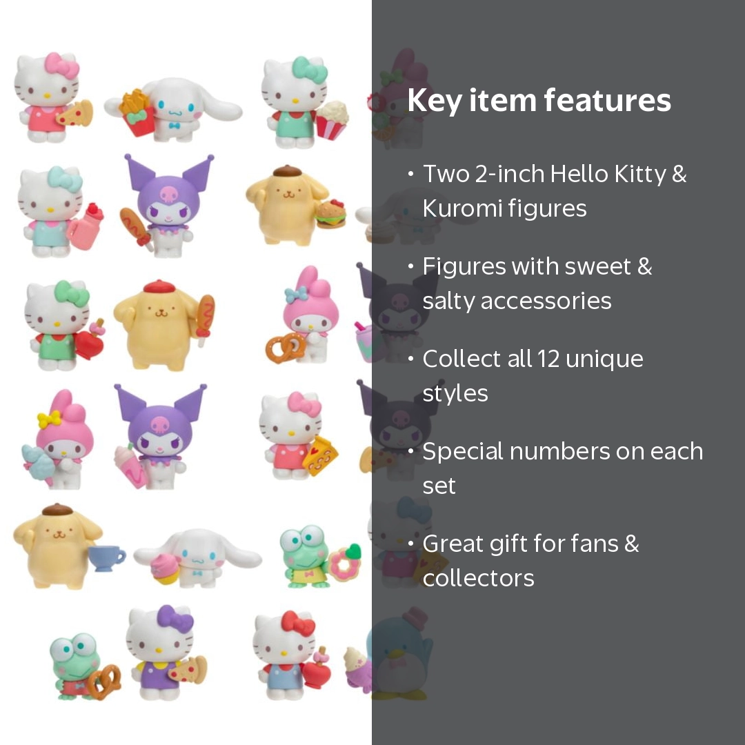 Sanrio Sweet & Salty Hello Kitty and Kuromi Mini Figure, 2 Pack