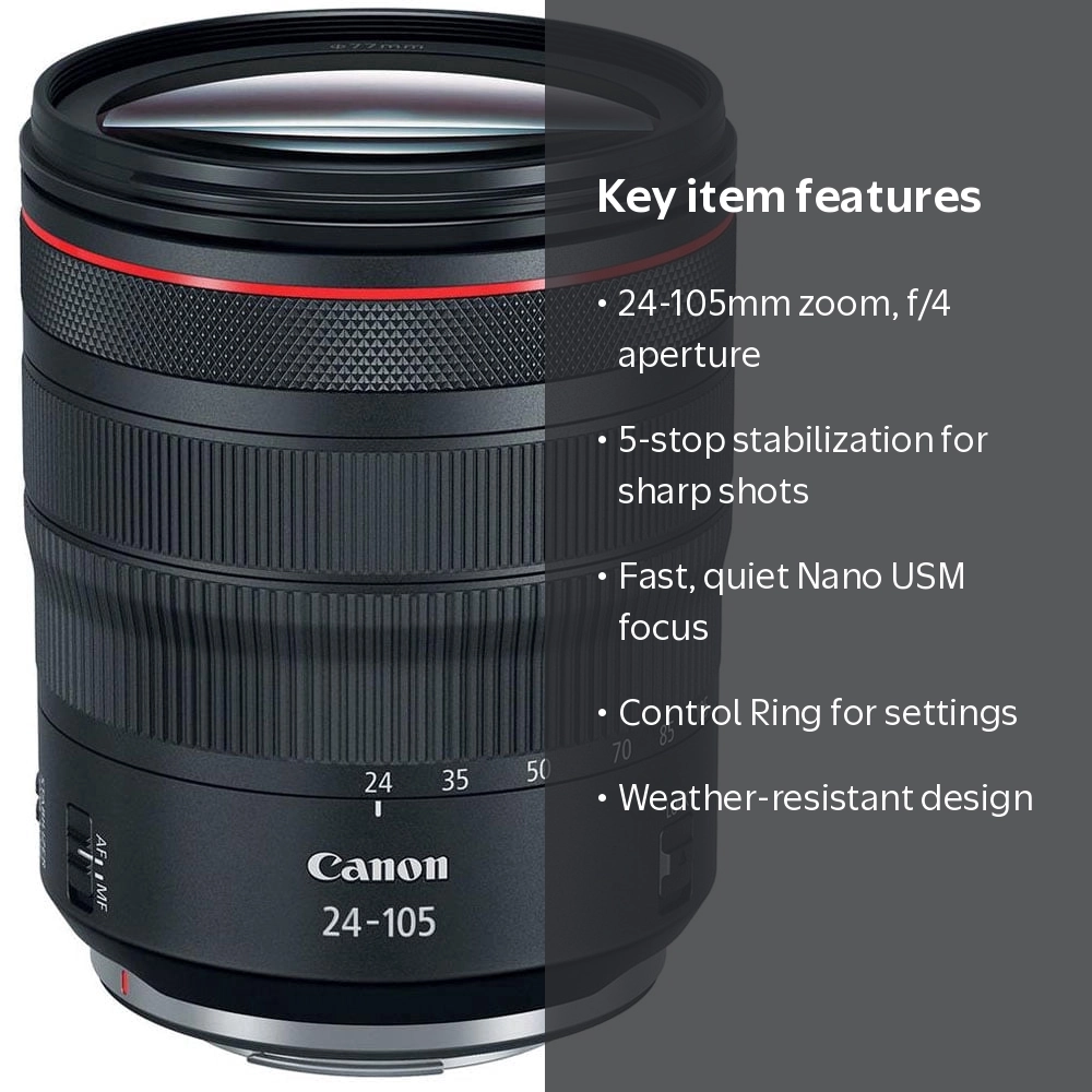 Canon, Lens, Full Frame 24-105mm F/4 L IS USM, Black, 1 Size