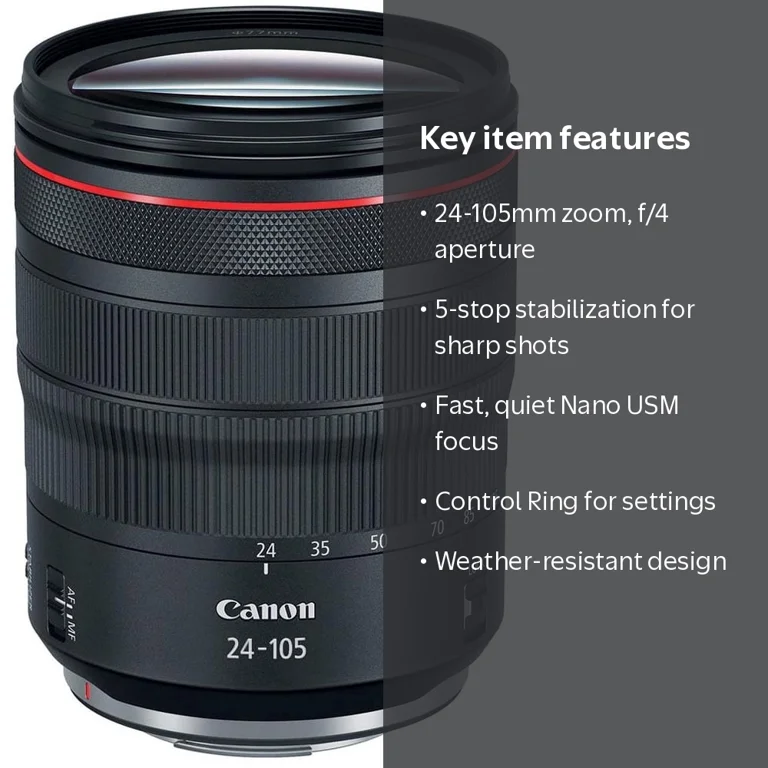 Canon, Lens, Full Frame 24-105mm F/4 L IS USM, Black, 1 Size