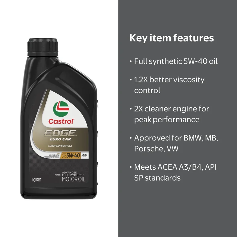 Castrol EDGE Euro 5W-40 A3/B4 Advanced Full Synthetic Motor Oil, 1