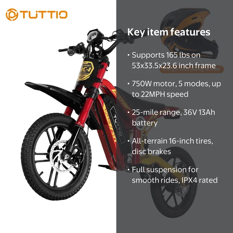 tataty♪① TUTTIO ARC-1 36V 13Ah 750W Mini Electric Dirt Bike for Kids 5-13,5