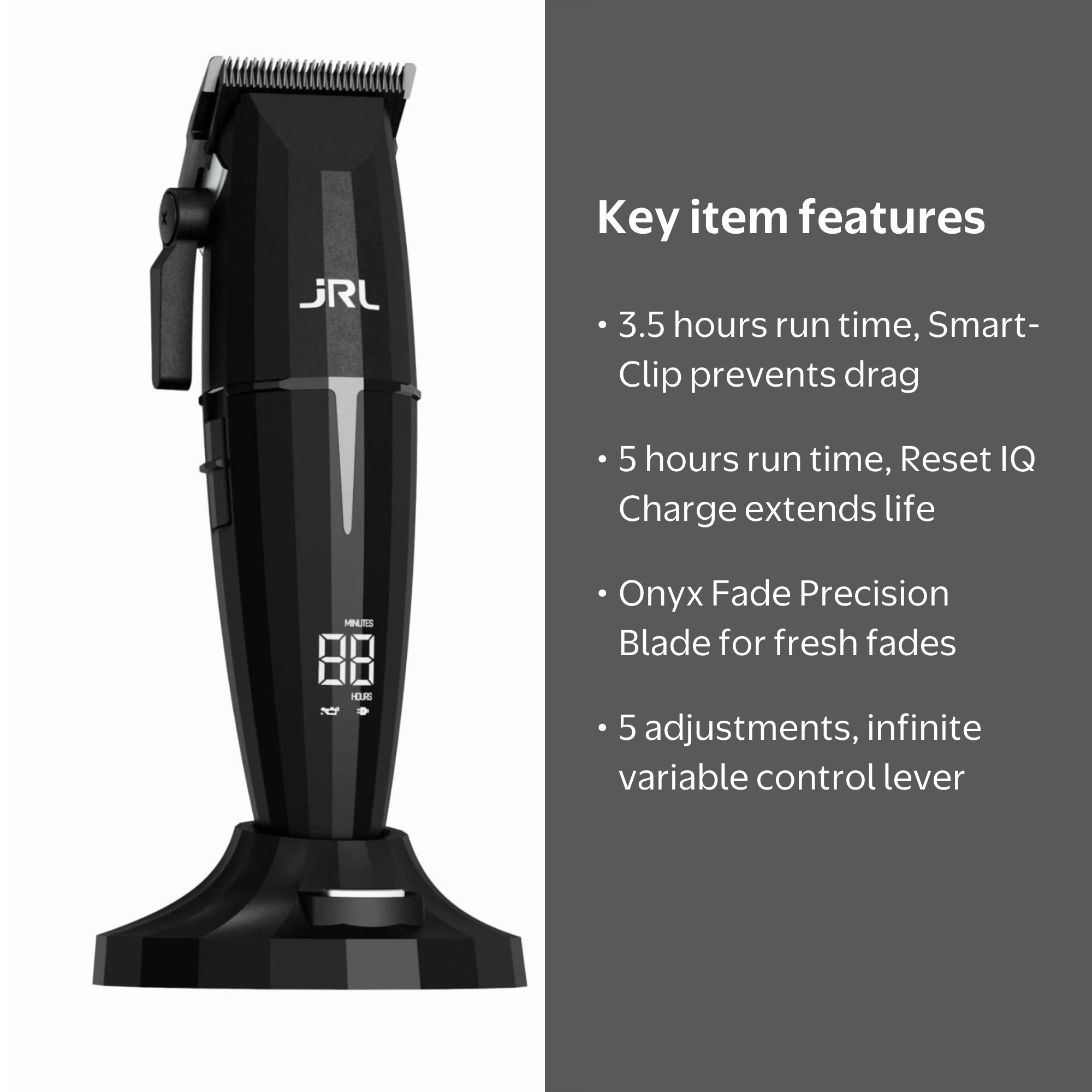 JRL Professional Onxy Clipper & Trimmer Collection + Charging Base