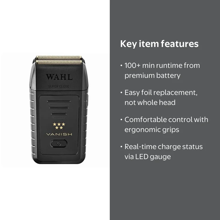 WAHL PROFESSIONAL, Shaver, Lithium-Ion Battery, Pop-Out Foil Bars